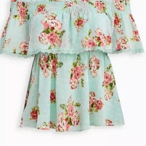 Torrid Swiss Dot Off The Shoulder Floral Blouse   Size 0